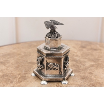 Srebrna Szkatuła - Cukiernica Basaminka - Srebro Rosja pr 84 - Orzeł